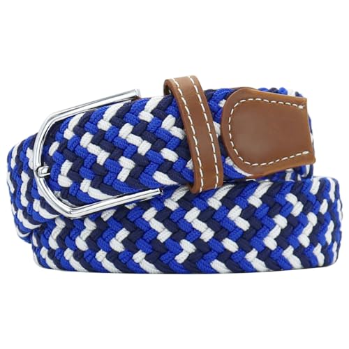 Image of Multicolored Elastic Woven Golf Belts Casual Braided Stretch Belt for Men and Women
