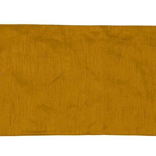 Image of E-EZRA Premium Raw Silk Table Runner for Centre Table / Coffee Table / 4 Seater / 6 Seater Dining Table (72 Inch, Mustard Yellow)