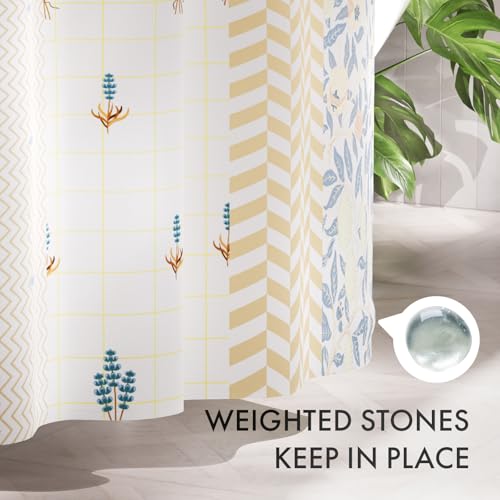 Image of AmazerBath Shower Curtain, 72 inchx72 inch Washable Cloth Spring Blue Blossom Serenity Shower Curtain with 12 Shower Curtain Hooks, Fabric Colorful Romantic Style Curtain Set for Bathroom Home Decor