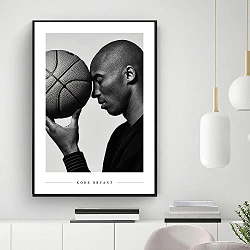 HNZKly Kobe Bryant Pared Arte Famoso Baloncesto Estrella Poster Negro Blanco Estampados Moda Deportes Estrella Lienzo Pinturas Atleta Cuadro NiñOs HabitacióN Decoracion 40x55cm Sin Marco Cover