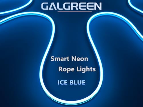 Image of Neon Rope Lights, 16.4ft Rope Lights with Dimmable Remote and Adapter, Waterproof Flexible Smart Led Strip Lights for Bedroom, Super Bright, DIY Neon Sign, Indoors Outdoors Decor, Ice Blue