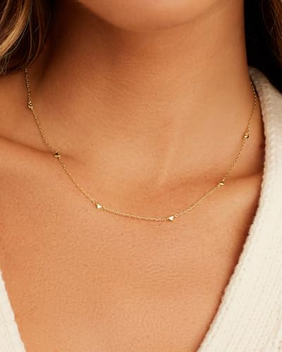 gorjana - Amour Necklace 15"-17" - 18k Gold Plated Brass - Elegant heart design - Adjustable length versatility - Dainty heart accents, perfect for layering2