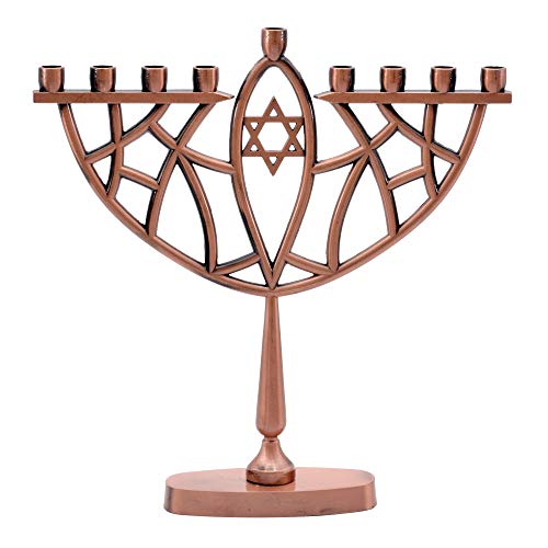 Ner Mitzvah New Prismatic Hanukkah Menorah - Menorah for Chanukah Candle - Copper Finish
