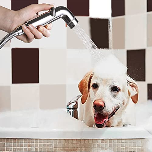 Ydmeet Dog Shower Attachment Metal, Pet Shower Attachment For Fast And Clean Pet Bathing And Dog Washing, Brass Shower Diverter, Adjustable Pet Shower Sprayer, 8 Ft Hose And Shower Holder, Brushed #TOP6