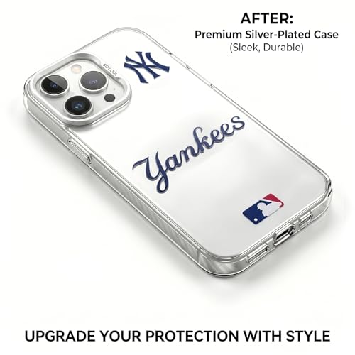 Coque iPhone 15 Pro NY Yankees MLB protection antichoc argent