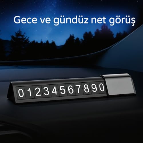 Polham Manyetik Fosforlu Geçici Park Numaratörü, Açılır Kapanır, Şık ve Dayanıklı Tüm Araçlara Uyumlu