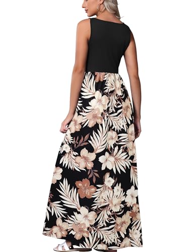 Image of Bluetime Women's Summer Boho Sleeveless Floral Print Tank Long Maxi Dress (S-3XL)