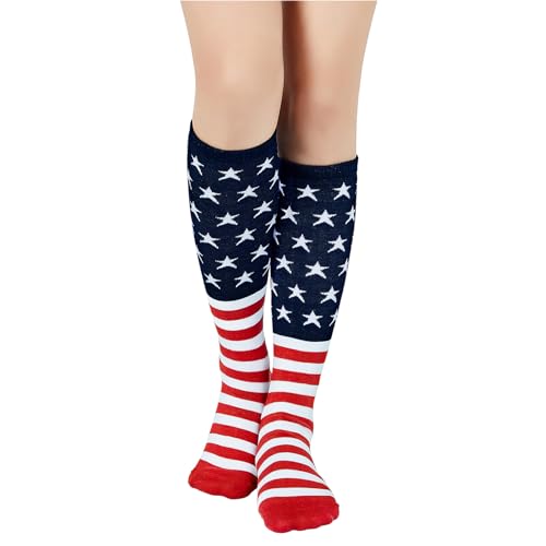 Image of Century Star Knee High Socks for Women Long Tube Socks with Stripes | Soft, Skin Friendly And Stretchy, Vibrant Colors Perfect For Daily Wear, Sports, Halloween And Christmas