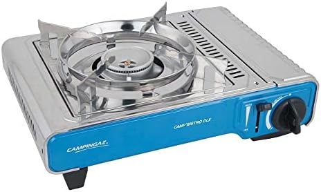 Campingaz Camp Bistro DLX - Hornillo de gas, hornillo de camping compacto con encendido piezo, hornillo de cartuchos resistente con protección contra ...
