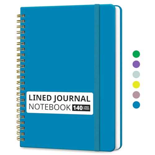Image of Taja Lined Spiral Journal Notebook for Women & Men, 140 Pages, College Ruled Hardcover Notebook for Work & Note Taking, Journals for Writing, A5(5.7 inch x 7.9 inch) - Azure Blue