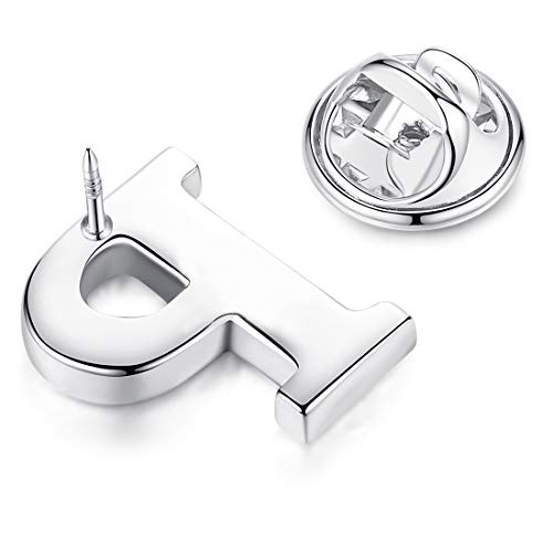 Image of HONEY BEAR Initial Alphabet Letter Lapel Pins Collar Badge Brooches for Mens /Womens Shirt Dress Decoration Silver