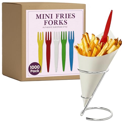 Friteshop Mini Frites Forks, Assorted Colors, 3 in - 1000 Count