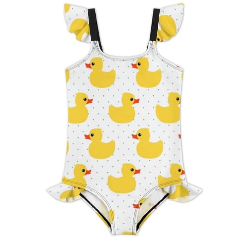 Girls One Piece Swimsuit Lovely Cute Animals Ruffles Swimwear Bathing Suits 3-12 Years