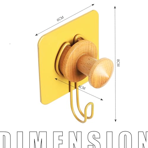 Image of goodys Strong Self Adhesive Wall Hooks & Knob (4Pcs), Heavy-Duty Rustproof Aluminum Drill Free Wall Hooks for Cloth Hanging, Ideal for Coat, Kitchen & Bathroom Towel Hanging (Turmeric Yellow)