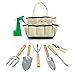 GardenHOME Indoor 7-Piece Stainless Steel Garden Tool with Garden Tote Set, 3 Tools, 2 Pruners, 1 Sprayer
