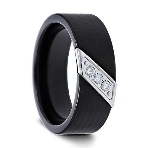 Bague carbure de tungstène noir Liam alliance diamant au quotidien