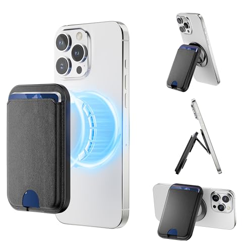takyu Compatiblefor MagSafe Wallet, Credit Card Holder withe Phone Stand, Magnetic Wallet for Phone Compatibel for iPhone 16/15/14/13/12 Series, Not for 13/12 Mini, Black