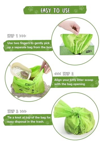 Image of Cat Litter Bags for Poop Biodegradable Cat Waste Disposal Bag Leakproof Durable and Unscented Large to Fit Any Scoop Strengthen Dog Poop Bag- 100 Count