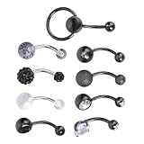 WTQZFRNSB 9 Piercings de Ombligo de circonita, joyería Exquisita for Mujer, joyería Corporal de Moda for Conjuntos de verano/34368
