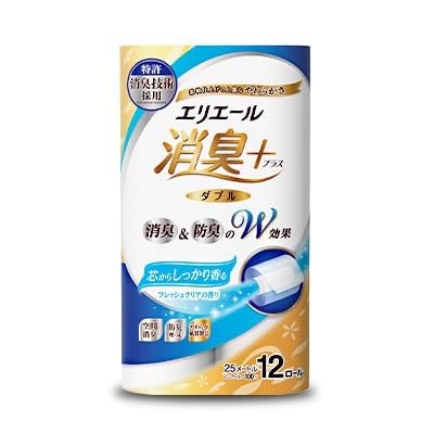 (毎月定期便)エリエール消臭+トイレットティシュー ダブル 72ロール(12ロール×6パック)全2回