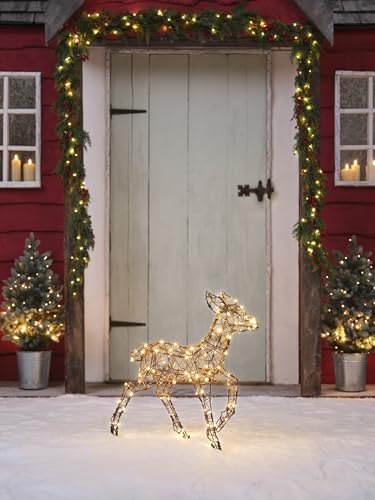 Lights4fun Studley-Rattan-Kitz mit 110 LEDs | Weihnachtsbeleuchtung |...