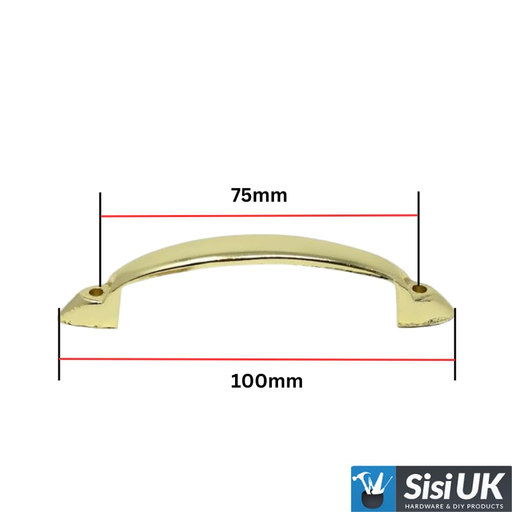 Electro Brass Front Fix Door Handle 100mm (4 inch) D-Shape Front Fix Pull Door Handle for Wooden Doors Including Fixing Screws for Kitchen Cupboard Cabinet Drawer Wardrobe Door Pull Handle Pack of 4 - Image 2