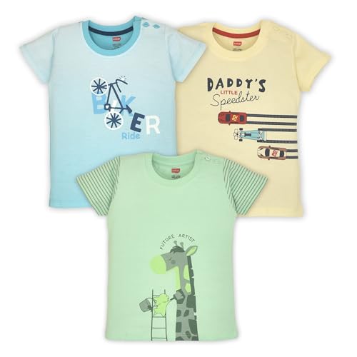 Image of LuvLap Baby Boys Regular Fit 100% Cotton Full Sleeves Boys T-Shirt Set Pack of 3