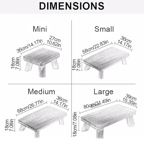 Table de méditation japonaise pour petits espaces : table basse en bois rapide à monter - 3
