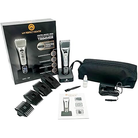 My Perfect Goatee Cordless Trimmer for Beard, Body, Head - Extra Sharp Blades, Travel Bag, 36 Unique Lengths (1-26.9mm), Waterproof, 7000 RPM Motor, 8 Comb Lengths with Incremental Sizes Cover