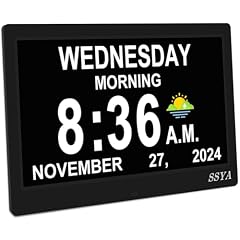 SSYA Dementia Clock for Seniors, Digital Clock with Date and Day of Week, Auto DST, Non Abbreviated