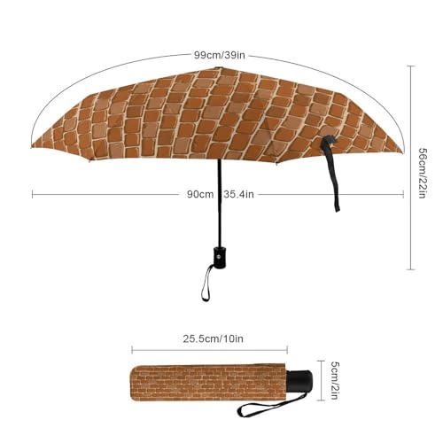Parapluie pliant automatique de poche ombrelle voyage mur brun - 2