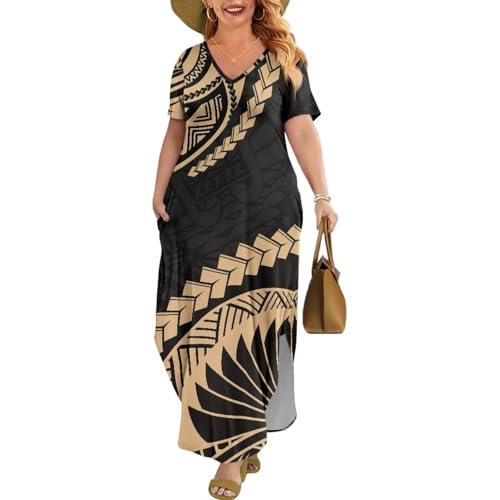 Hawaiian Mumu Dresses for Women with Pockets Short Sleeve Summer Dresses Boho Plus Size Dresses for Women2