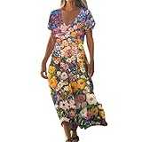 ✦Modèles : col en V, manches courtes, silhouette ample en A, robe longue, pour une robe élégante, respirante et chic. Disponible dans des couleurs unies vives et des imprimés floraux ludiques, sa coupe fluide met en valeur toutes les morphologies, ce qui en fait un incontournable pour les journées décontractées.