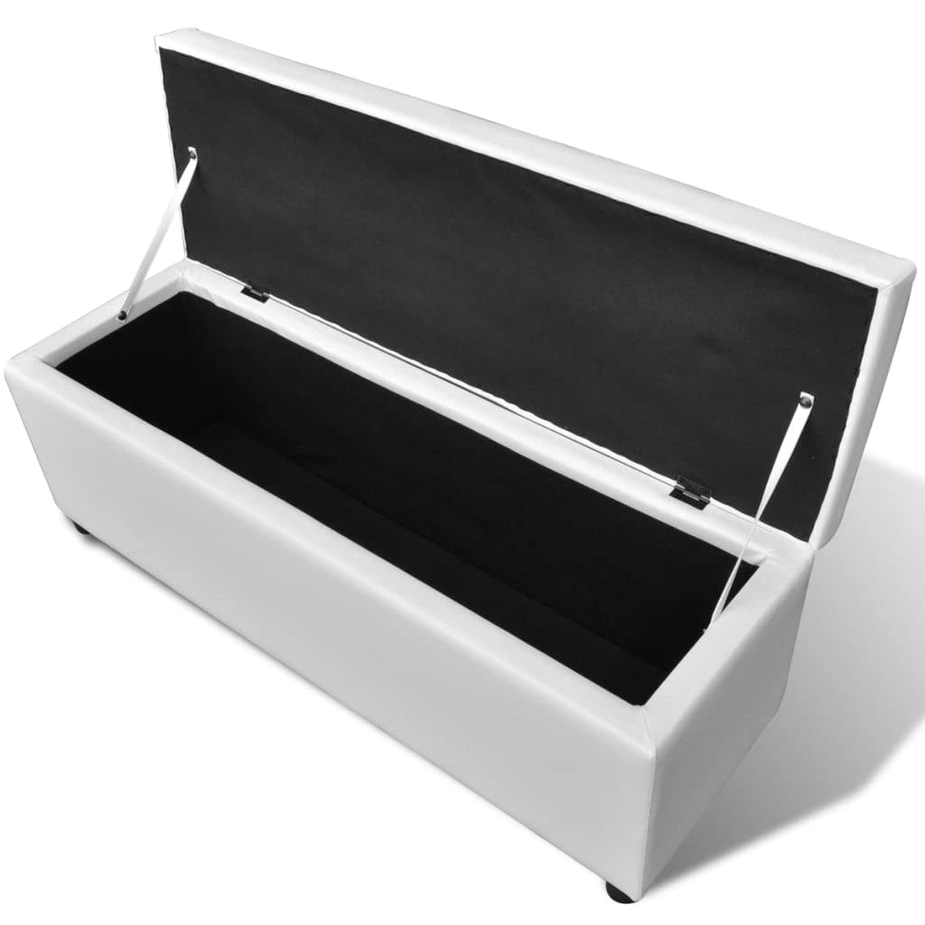 vidaXL Banco Largo de Almacenamiento de Madera Blanco