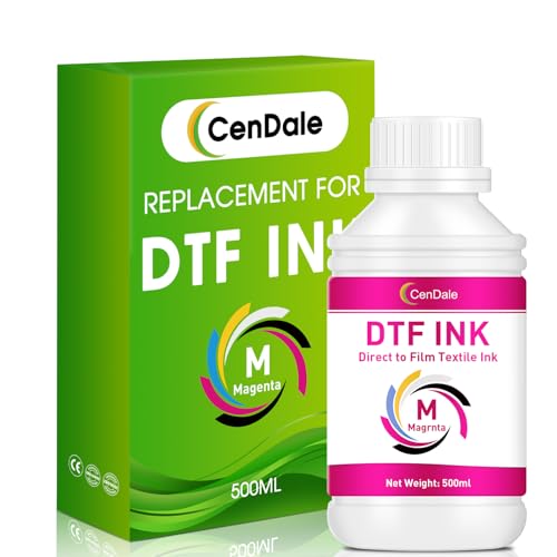 CenDale Premium DTF Magenta Ink - 500ML DTF Transfer Ink for PET Film, Refill DTF Ink for Epson ET-8550, ET-8500, L1800, L800, R2400, R1390, P400, P800, XP15000, Heat Transfer Printing Direct to Film