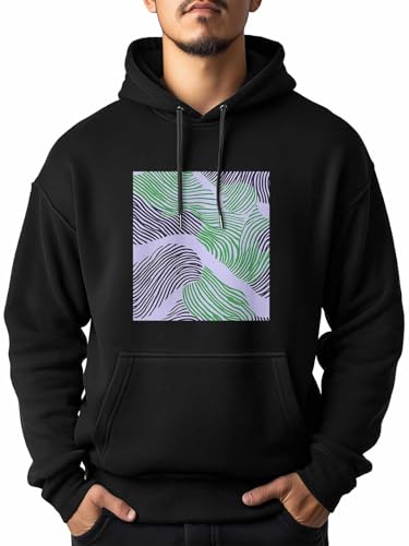 Black Green Mens Hoodies, Oversized Unisex Hooded Sweatshirts, Loose Fit Pullover Sweatshirts with Pocket