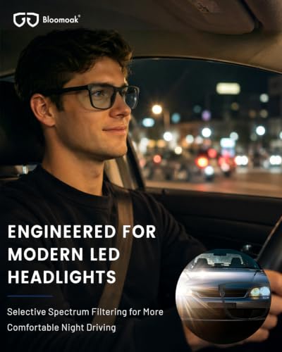 Image of Bloomoak Specialized Anti-Glare Driving Glasses - Softens LED Headlight Glare & Enhances Visual Clarity for Low Light & Night Driving - Category 0 Light Blue Tint