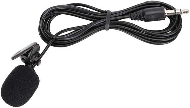 1.5m/4.9ft Black ABS Clip Microphone 3.5mm Wired with Noise Reduction Omnidirectional Condenser Mic for Recording & Streaming