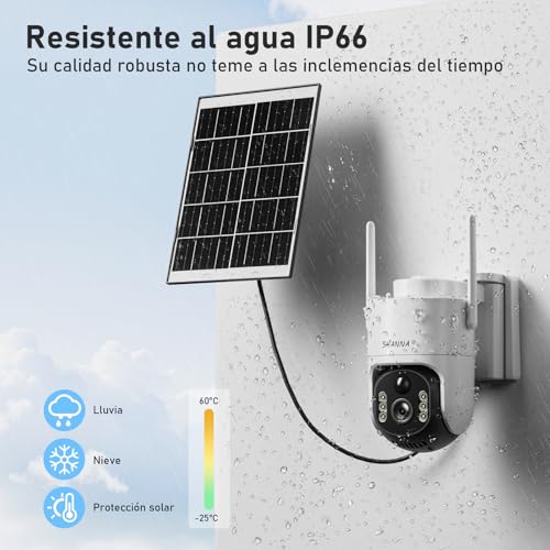 [5GHz & 2,4GHz]Camara Vigilancia WiFi Exterior Solar,Batería de 8000mAh y panel solar de 7W,2K 4MP Camera Vigilância Exterior con Luz de inundación,Visión Nocturna Color,Detección de Movimiento con IA - imagen 8