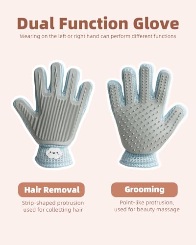 ETIALURE 2 in 1 Pet Hair Removal Glove for Cat and Dog, Efficient Cat Grooming Glove, Bathing and Massage Tool for Medium to Long Haired Dogs, Cats, Horses, Rabbits 1PCS (Blue) - Image 3