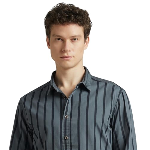 Image of Pepe Jeans Men's Casual Shirt | Striped Shirt for Men| Regular Fit | Vertical Stripes | Full Sleeve | Available in Plus Size