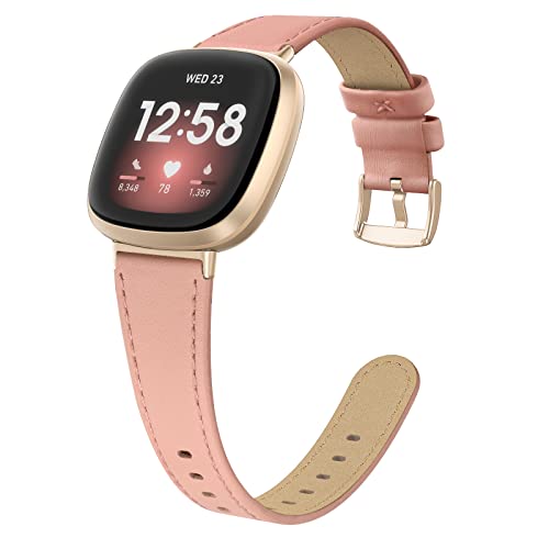 Tuocal Correa de piel auténtica compatible con Fitbit Versa 3 / Fitbit Sense para mujeres y hombres, correa de repuesto ajustable de piel auténtica suave y transpirable para Fitbit versa 3 Cover