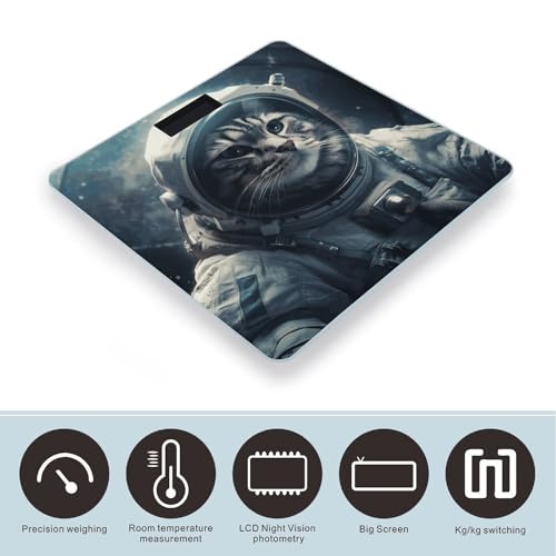 Báscula digital Astronaut Cat in Space para baño miniatura 3