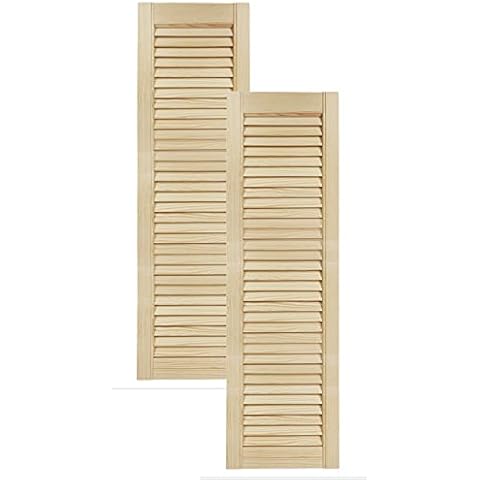 DecoMeister Lamellentür Holz Möbeltür Lamellentüren Kiefer Möbelfront unbehandeltes Kieferholz Schranktür Kleiderschrank offene Lamellen 294x993 mm 2-er Pack Massivholz natürliche Maserung Cover