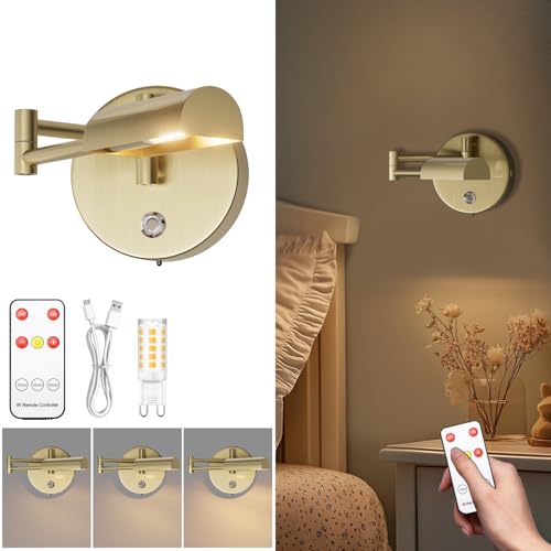 Image of Tipace Battery Operated Wall Sconce,No Wired Rechargeable Wall Lamp 180Rotate with Remote Control,Warm Light Cordless Wall Light Fixtures for Bathroom Hallway Kitchen,Black(Bulb Included)