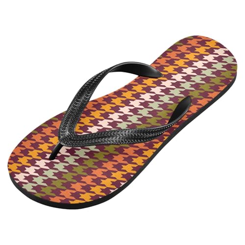 Houndstooth Orange Green Flip Flops for Beach Thong Sandals Anti-slip Lightweight Flat Slippers for House Indoor Outdoor2