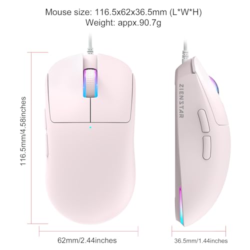 Image of HXMJ Wired USB C Gaming Mice,7200DPI,Corded Mouse with RGB Backlit for Apple MacBook,Tablets,Computer or Laptops with Type C Port-Pink