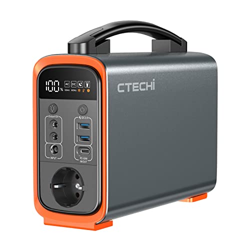 Estación de energía portátil CTECHi 240Wh, respaldo de batería LiFePO4 240W (350W pico) Salida de CA, generador solar para viajes, campamentos, emergencias, CPAP y hogar