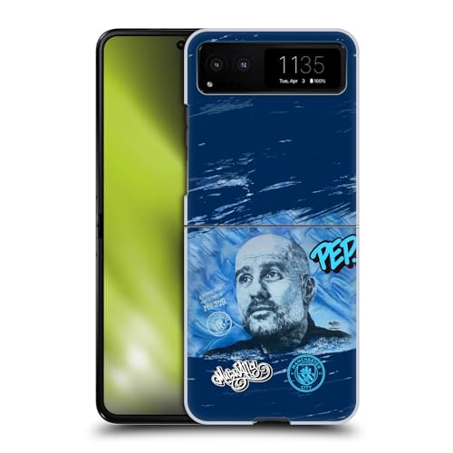 Head Case Designs Officially Licensed Manchester City Man City FC Pep Guardiola Graffiti Collection by Murwalls Hard Back Case Compatible with Motorola Razr 40 / Razr 2023