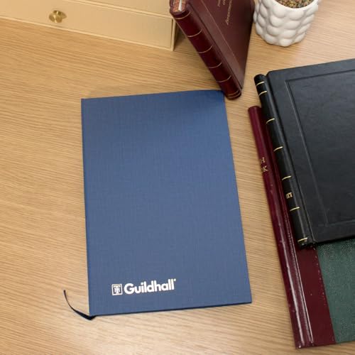Exacompta - Ref. 51/3-9Z – Guildhall – Kontobuch, 300 x 200 mm, 3 Belastungsspalten und 9 Spalten, 80 Seiten 95 g/m² Ledger Qualitätspapier, traditionell genäht, fester Einband, blauer Vinyl-Einband